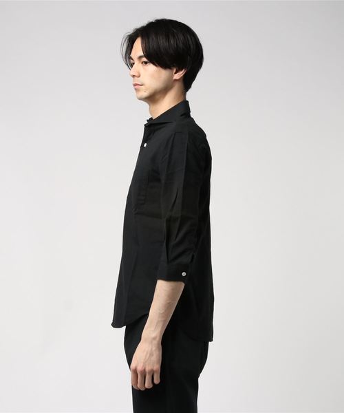 Request（リクエスト）の「【Request】綿麻  7分袖シャツ ストレッチ（シャツ/ブラウス・メンズ・ブラック/オフホワイト/ネイビー・3/2/4）」の4枚目の写真