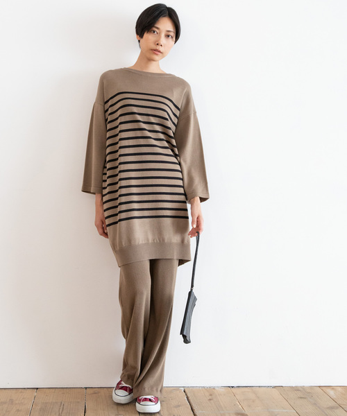 Munich(ミューニック)の「ストレッチウォームリブニット ワイドフレアパンツ【セットアップ可】(その他パンツ・レディース・チャコールグレー/ブラック/モカ/グレイッシュベージュ・S/M/XS)」の12枚目の写真