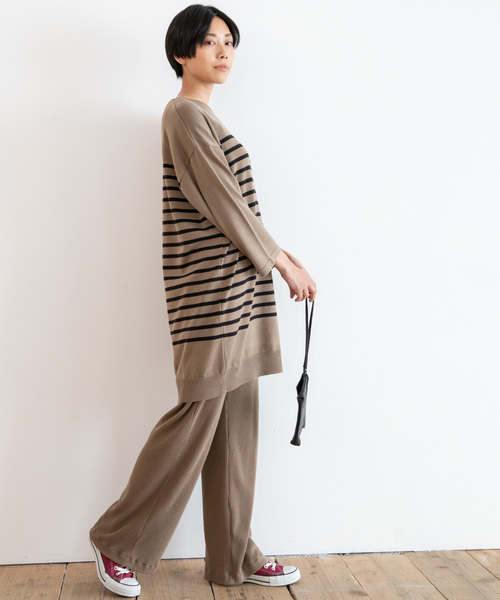 Munich(ミューニック)の「ストレッチウォームリブニット ワイドフレアパンツ【セットアップ可】(その他パンツ・レディース・チャコールグレー/ブラック/モカ/グレイッシュベージュ・S/M/XS)」の13枚目の写真