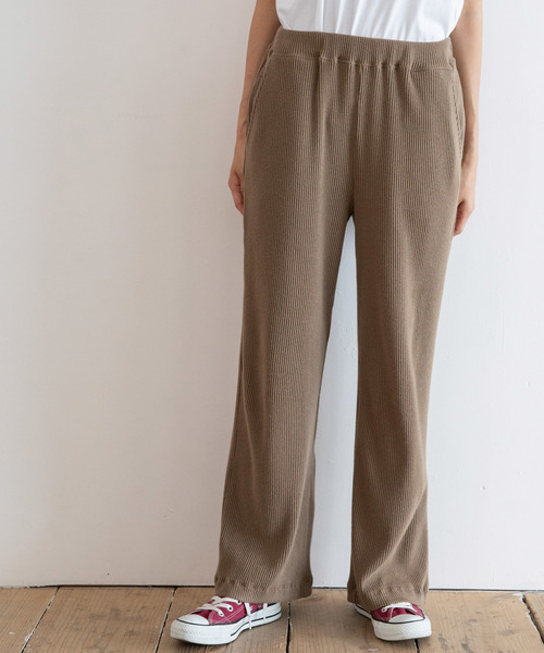 Munich(ミューニック)の「ストレッチウォームリブニット ワイドフレアパンツ【セットアップ可】(その他パンツ・レディース・チャコールグレー/ブラック/モカ/グレイッシュベージュ・S/M/XS)」の16枚目の写真