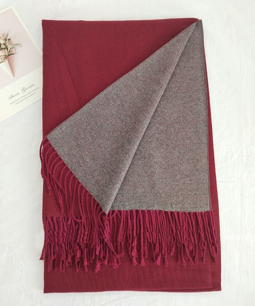 DAY CLOSET（デイ クローゼット）の「レディース ツートンカラー大判巻きストール（ストール/ショール・レディース・ベージュ/グレー/カーキ/レッド/ピンク/ブルー・ONE SIZE）」の17枚目の写真