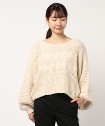 ボリュームスリーブケーブルニットTOP