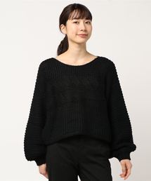 ボリュームスリーブケーブルニットTOP
