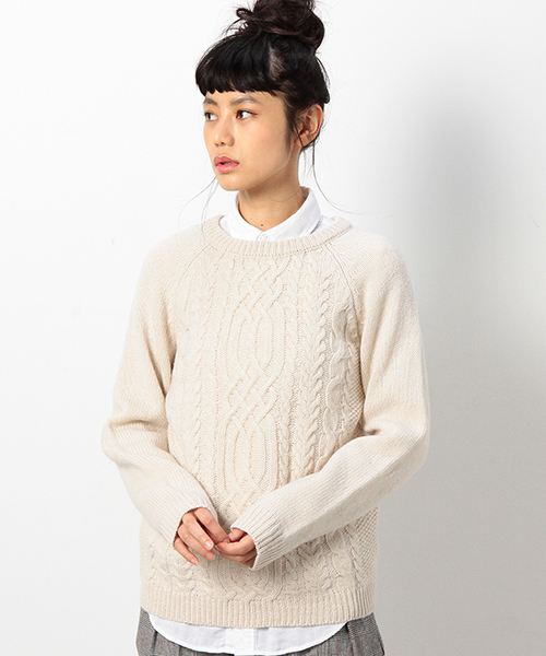 coen（コーエン）の「ケーブルニットプルオーバー（ニット/セーター・レディース・オフホワイト/ライトグレー/クリーム/コバルトブルー・MEDIUM/LARGE）」の2枚目の写真