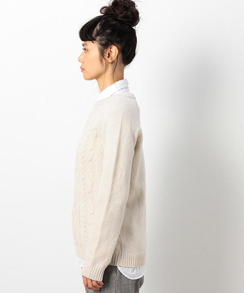 coen（コーエン）の「ケーブルニットプルオーバー（ニット/セーター・レディース・オフホワイト/ライトグレー/クリーム/コバルトブルー・MEDIUM/LARGE）」の5枚目の写真