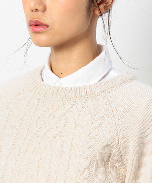 coen（コーエン）の「ケーブルニットプルオーバー（ニット/セーター・レディース・オフホワイト/ライトグレー/クリーム/コバルトブルー・MEDIUM/LARGE）」の7枚目の写真