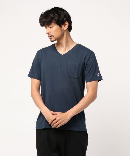 Champion（チャンピオン）の「【Champion】USAコットン無地VネックポケットＴシャツ（Tシャツ/カットソー・メンズ・ブラック/ホワイト/ネイビー・S/XL/L/M）」の3枚目の写真