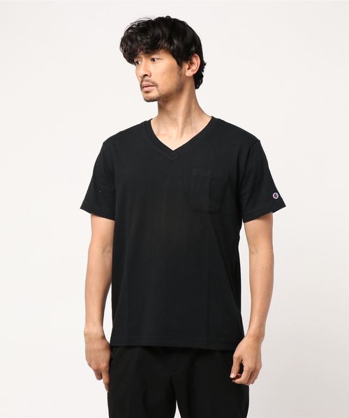 Champion（チャンピオン）の「【Champion】USAコットン無地VネックポケットＴシャツ（Tシャツ/カットソー・メンズ・ブラック/ホワイト/ネイビー・S/XL/L/M）」の2枚目の写真