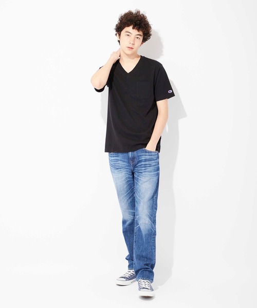 Champion（チャンピオン）の「【Champion】USAコットン無地VネックポケットＴシャツ（Tシャツ/カットソー・メンズ・ブラック/ホワイト/ネイビー・S/XL/L/M）」の11枚目の写真