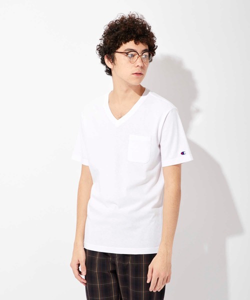Champion（チャンピオン）の「【Champion】USAコットン無地VネックポケットＴシャツ（Tシャツ/カットソー・メンズ・ブラック/ホワイト/ネイビー・S/XL/L/M）」の4枚目の写真