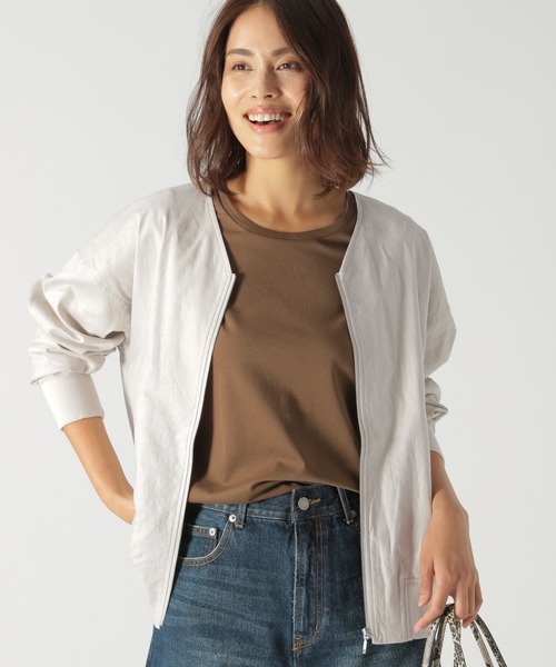 BAYFLOW(ベイフロー)の「リネンZIPブルゾン(ブルゾン・レディース・ライトブルー/カーキ/ベージュ・SMALL/MEDIUM)」の2枚目の写真