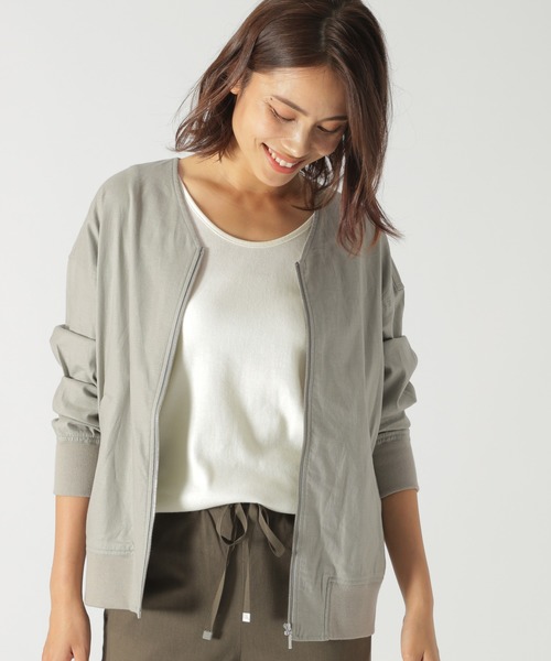 BAYFLOW(ベイフロー)の「リネンZIPブルゾン(ブルゾン・レディース・ライトブルー/カーキ/ベージュ・SMALL/MEDIUM)」の3枚目の写真