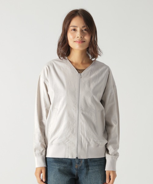 BAYFLOW(ベイフロー)の「リネンZIPブルゾン(ブルゾン・レディース・ライトブルー/カーキ/ベージュ・SMALL/MEDIUM)」の13枚目の写真