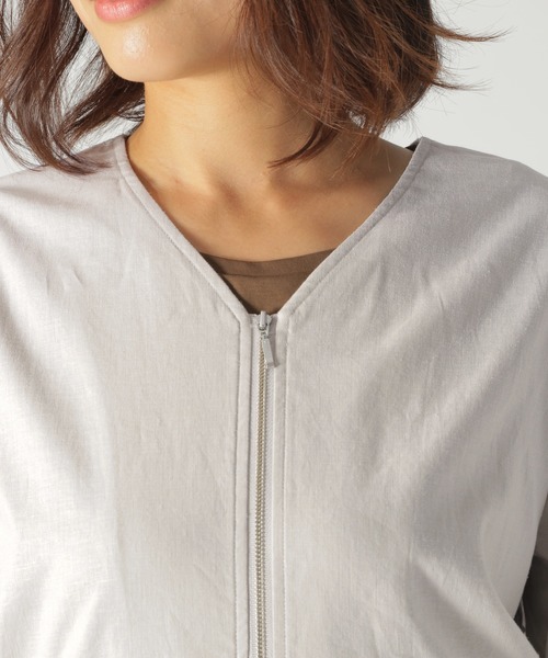 BAYFLOW(ベイフロー)の「リネンZIPブルゾン(ブルゾン・レディース・ライトブルー/カーキ/ベージュ・SMALL/MEDIUM)」の16枚目の写真