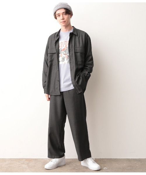 JUNRED(ジュンレッド)の「【セットアップ可能】グレンチェックワイドストレートパンツ(スラックス・メンズ・チャコールグレー/ダークブラウン・S/M/L)」の12枚目の写真