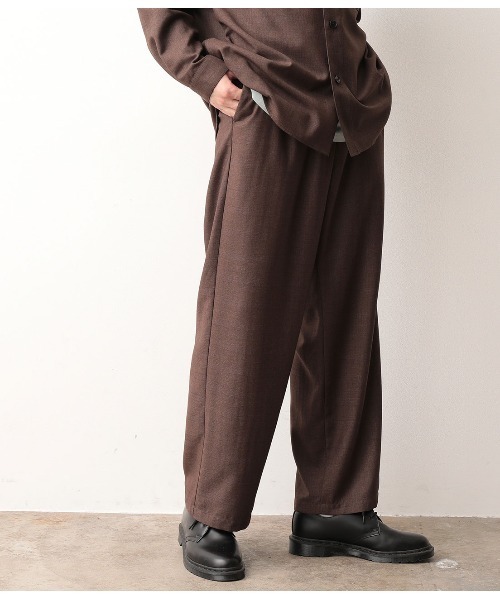 JUNRED(ジュンレッド)の「【セットアップ可能】グレンチェックワイドストレートパンツ(スラックス・メンズ・チャコールグレー/ダークブラウン・S/M/L)」の3枚目の写真