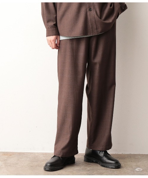 JUNRED(ジュンレッド)の「【セットアップ可能】グレンチェックワイドストレートパンツ(スラックス・メンズ・チャコールグレー/ダークブラウン・S/M/L)」の5枚目の写真