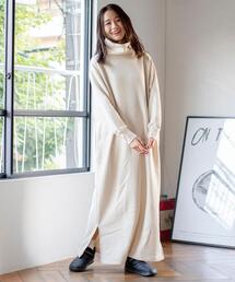 coen | 【WEB限定カラー/サイズ】CVC裏起毛サイドスリットタートルマキシワンピース#（スウェットワンピース）(ワンピース)