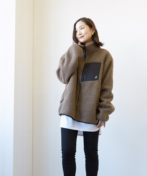 KANGOL(カンゴール)の「《KANGOL/カンゴール》ハイネック ボアジップジャケット(ブルゾン・レディース・ホワイト/ブラック/ベージュ/モカ/その他/ダークグリーン/その他3/ライトパープル/その他4・LARGE/MEDIUM/X-LARGE)」の17枚目の写真