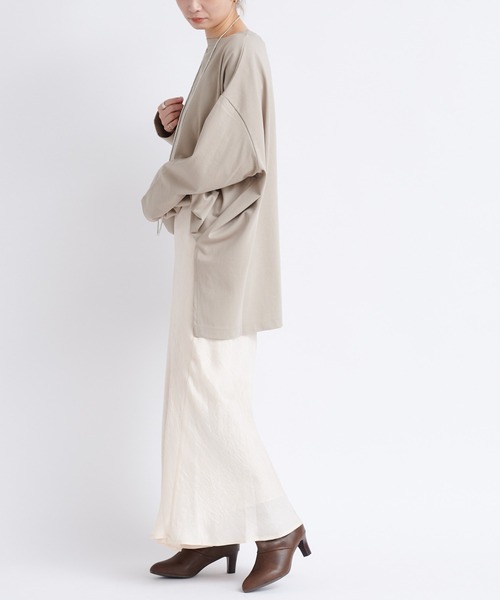 DouDou（ドゥドゥ）の「ワイドチュニックT（Tシャツ/カットソー・レディース・ベージュ/チャコールグレー/オフホワイト・FREE）」の8枚目の写真