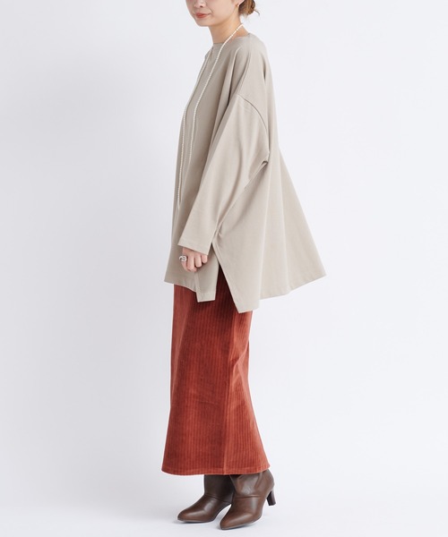 DouDou（ドゥドゥ）の「ワイドチュニックT（Tシャツ/カットソー・レディース・ベージュ/チャコールグレー/オフホワイト・FREE）」の22枚目の写真