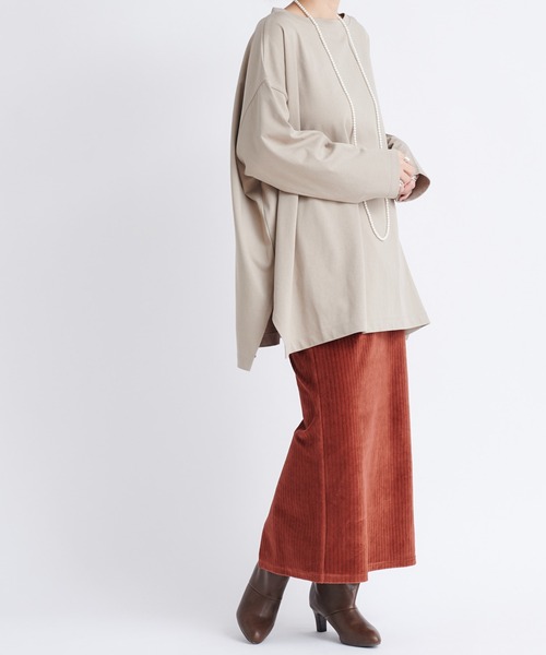 DouDou（ドゥドゥ）の「ワイドチュニックT（Tシャツ/カットソー・レディース・ベージュ/チャコールグレー/オフホワイト・FREE）」の21枚目の写真