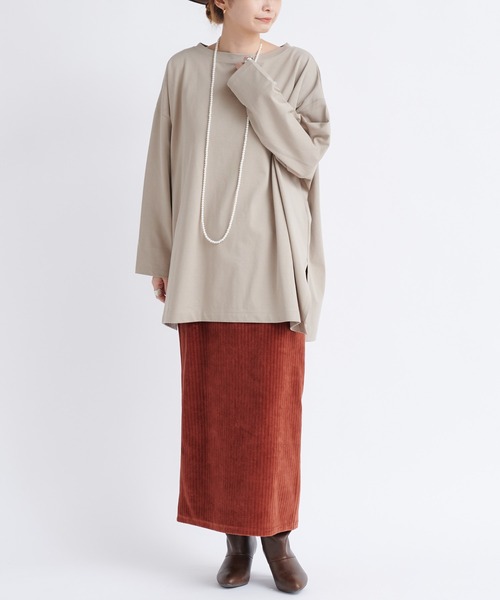 DouDou（ドゥドゥ）の「ワイドチュニックT（Tシャツ/カットソー・レディース・ベージュ/チャコールグレー/オフホワイト・FREE）」の20枚目の写真