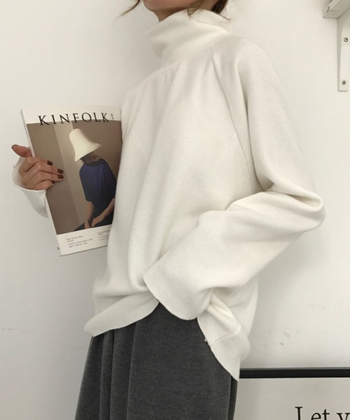 Girly Doll(ガーリードール)の「ハイネックプルオーバー(Tシャツ/カットソー・レディース・ホワイト/ブラック/ベージュ/キャメル/ボルドー・FREE)」の9枚目の写真