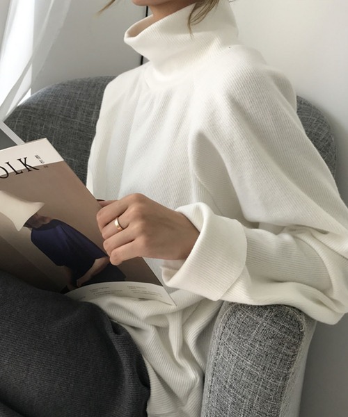 Girly Doll(ガーリードール)の「ハイネックプルオーバー(Tシャツ/カットソー・レディース・ホワイト/ブラック/ベージュ/キャメル/ボルドー・FREE)」の13枚目の写真
