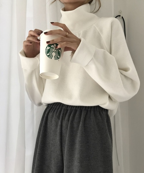 Girly Doll(ガーリードール)の「ハイネックプルオーバー(Tシャツ/カットソー・レディース・ホワイト/ブラック/ベージュ/キャメル/ボルドー・FREE)」の14枚目の写真