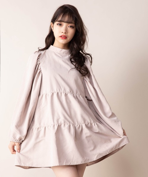 Mysa&Liina（ミーサリーナ）の「ピーチスキンティアードチュニックワンピース（チュニック・レディース・ブラック/オフホワイト/ピンク/ブルー/モカ・L/M）」の12枚目の写真