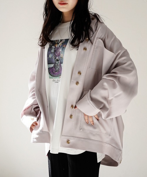 PAGEBOY（ページボーイ）の「クリアミリタリージャケット（ミリタリージャケット・レディース・ブラック/オリーブ/グレイッシュベージュ・FREE）」の3枚目の写真