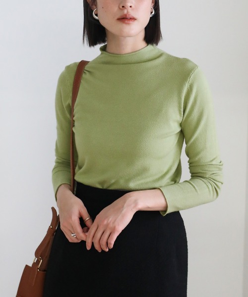 select MOCA（セレクトモカ）の「プチハイネックカットオフニットトップス（ニット/セーター・レディース・グリーン/パープル/ブラック/ホワイト・FREE）」の4枚目の写真