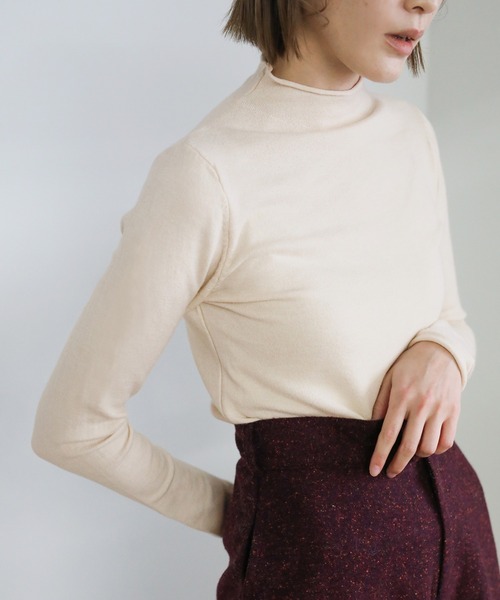 select MOCA（セレクトモカ）の「プチハイネックカットオフニットトップス（ニット/セーター・レディース・グリーン/パープル/ブラック/ホワイト・FREE）」の10枚目の写真