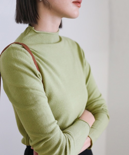 select MOCA（セレクトモカ）の「プチハイネックカットオフニットトップス（ニット/セーター・レディース・グリーン/パープル/ブラック/ホワイト・FREE）」の21枚目の写真