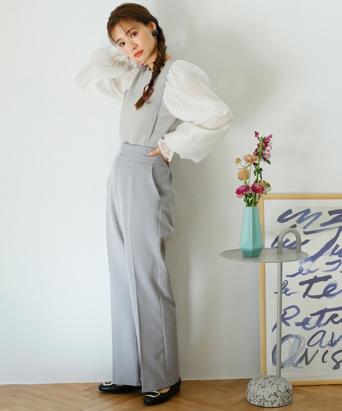 one after another NICE CLAUP（ワンアフターアナザーナイスクラップ）の「サスペンダー付きワイドパンツ（その他パンツ・レディース・ブラック/サックスブルー/アイボリー/モカ/ベージュ系その他・SMALL/MEDIUM）」の6枚目の写真