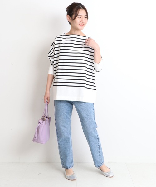 SLOBE IENA(スローブイエナ)の「【TRADITIONAL WETHERWEAR】SLOBE別注 ボーダーロングカットソー【手洗い可】◆(Tシャツ/カットソー・レディース・ホワイト/ブラック/キャメル・FREE)」の13枚目の写真
