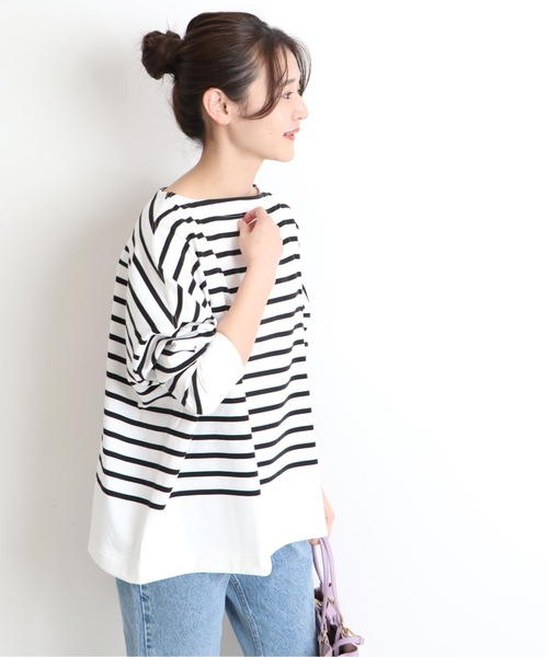 SLOBE IENA(スローブイエナ)の「【TRADITIONAL WETHERWEAR】SLOBE別注 ボーダーロングカットソー【手洗い可】◆(Tシャツ/カットソー・レディース・ホワイト/ブラック/キャメル・FREE)」の10枚目の写真