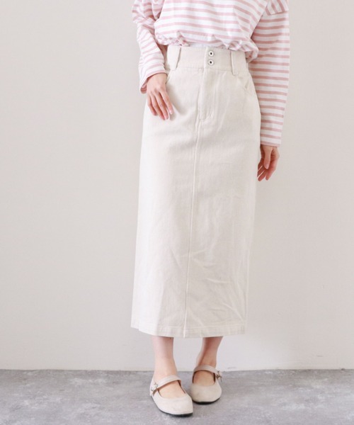 archives（アルシーヴ）の「ハイウエストカラーミディ丈スカート（スカート・レディース・ネイビー/オレンジ/アイボリー/ブラック・MEDIUM）」の2枚目の写真