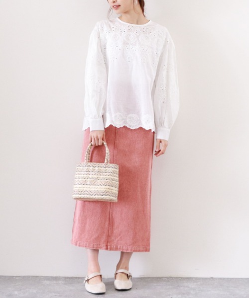 archives（アルシーヴ）の「ハイウエストカラーミディ丈スカート（スカート・レディース・ネイビー/オレンジ/アイボリー/ブラック・MEDIUM）」の5枚目の写真