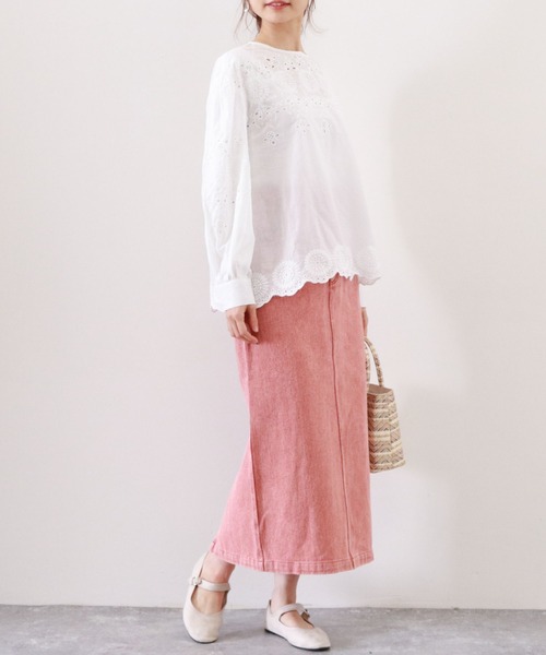 archives（アルシーヴ）の「ハイウエストカラーミディ丈スカート（スカート・レディース・ネイビー/オレンジ/アイボリー/ブラック・MEDIUM）」の6枚目の写真