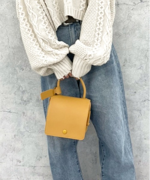 apres jour mignon(アプレジュールミニョン)の「【apresjour mignon×ARIAZ】スクエアショルダーバッグ(ショルダーバッグ・レディース・ベージュ/キャメル/ブラック/マスタード・ONESIZE)」の3枚目の写真