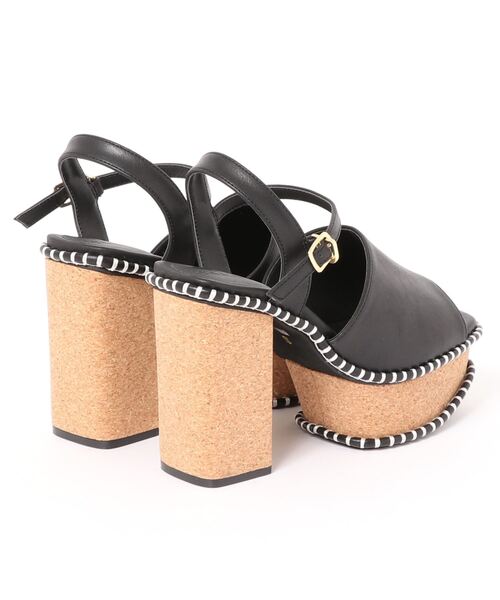 Noubel Voug Relax（ヌーベルヴォーグリラックス）の「ステッチデザイン太ヒール厚底アンクルストラップサンダル（サンダル・レディース・ダークベージュ/ブラック/ホワイト・M/S/L/LL）」の4枚目の写真