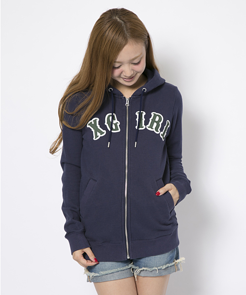 X-girl(エックスガール)の「【Seventeen3月号掲載】VARIOUS SWEAT ZIP HOODIE(パーカー・レディース・ブラック/アッシュ/ピンク/イエロー/ブルー/ネイビー・2/1)」の4枚目の写真