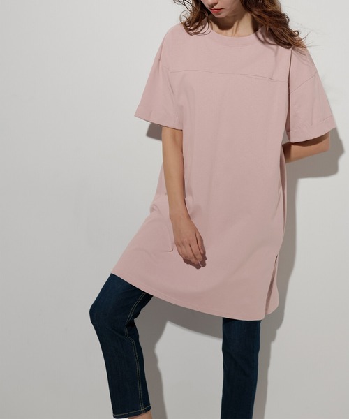 RANAN(ラナン)の「綿100% バックボタンチュニック ビッグシルエット(Tシャツ/カットソー・レディース・サンドグレー/チャコール/オフホワイト/ピンクベージュ/ホワイト系その他/グレイッシュブルー・M/LL/L/3L)」の13枚目の写真