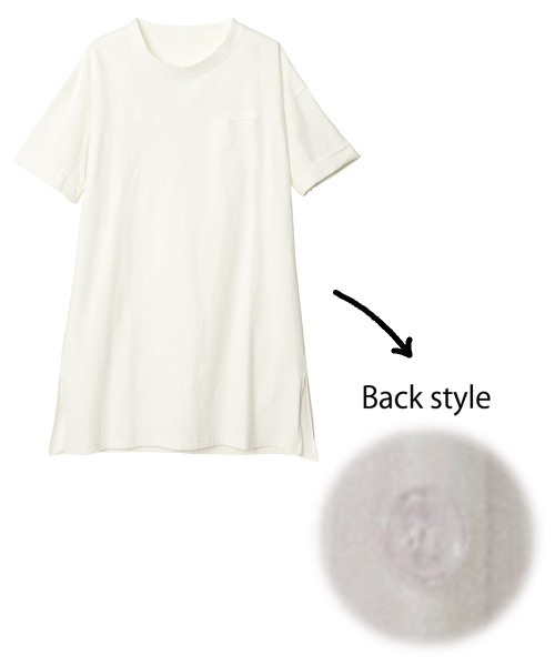 RANAN(ラナン)の「綿100% バックボタンチュニック ビッグシルエット(Tシャツ/カットソー・レディース・サンドグレー/チャコール/オフホワイト/ピンクベージュ/ホワイト系その他/グレイッシュブルー・M/LL/L/3L)」の15枚目の写真