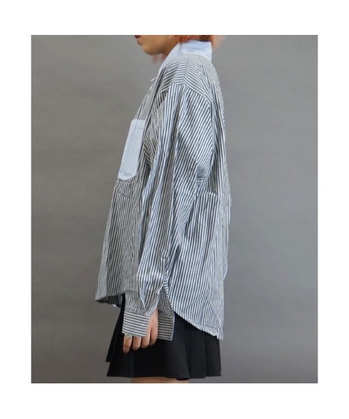 VIBGYOR（ヴィブジョー）の「【Re:one】STRIPE COLOR SCHEME SHIRT(MA)（シャツ/ブラウス・レディース・ブルー・ONE SIZE）」の2枚目の写真