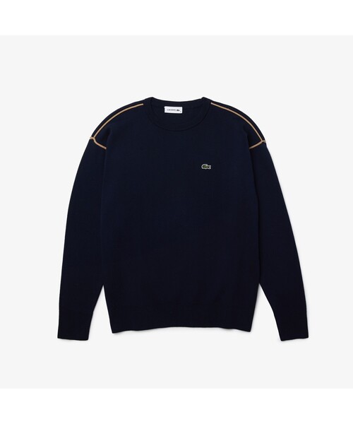 LACOSTE(ラコステ)の「ドロップショルダーパイピングニットセーター(ニット/セーター・レディース・ネイビー/オフホワイト/レッド系その他・40/38/36/34)」の3枚目の写真