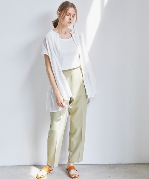 BONLECILL(ボンルシール)の「ふんわりガーゼ 半袖シアーティアードブラウス(シャツ/ブラウス・レディース・ブラック/ブラウン/オフホワイト/サックスブルー・FREE)」の11枚目の写真