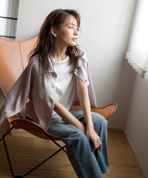 Emilyan（エミリアン）の「【2021SS新作】リネンライク・ブルゾンジャケット（ブルゾン・レディース・ライトグレー/ダークブラウン/ベージュ・9号）」の2枚目の写真